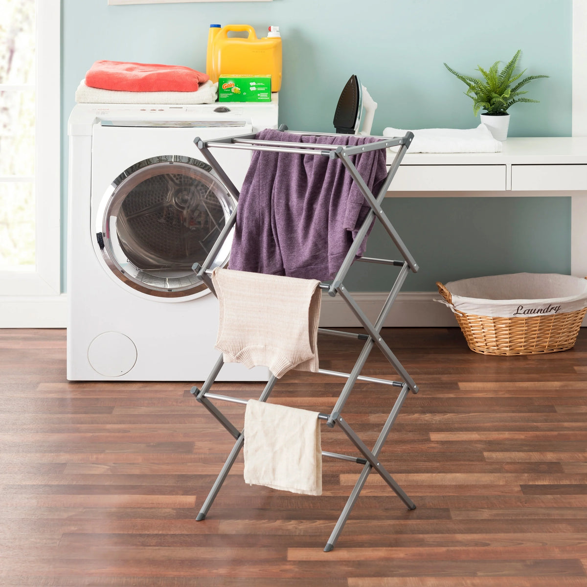 Grey Steel 3-tier Expandable Clothes Dryer B1759
