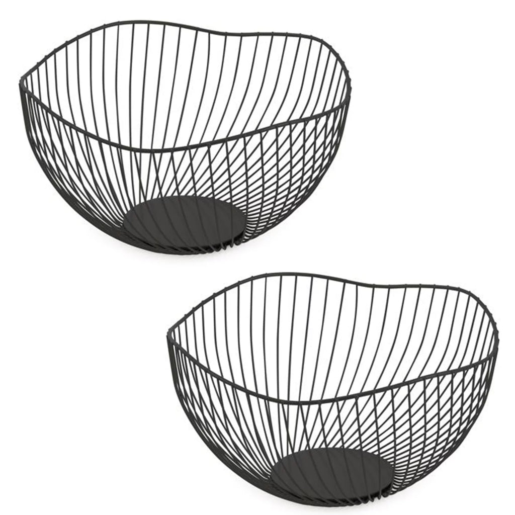 Set of 2 Black Fruit Basket S988945
