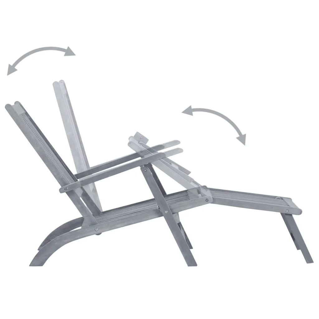 Patio Deck Chair with Footrest and Cushion Acacia Wood F164