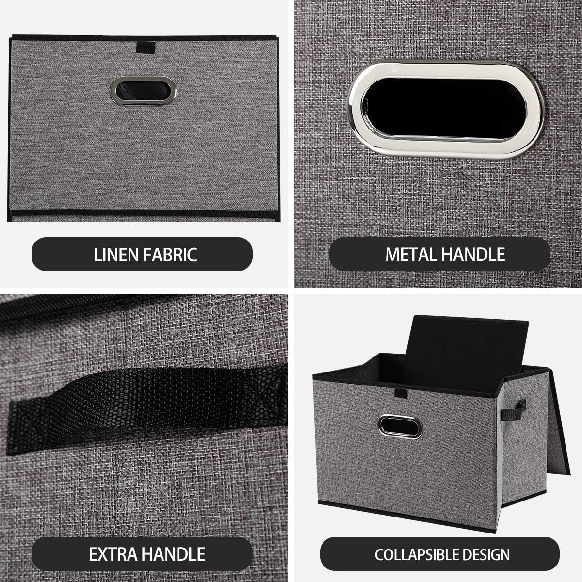Collapsible Storage Boxes with Lids, Fabric Foldable Storage Container, Pack of 2 L320
