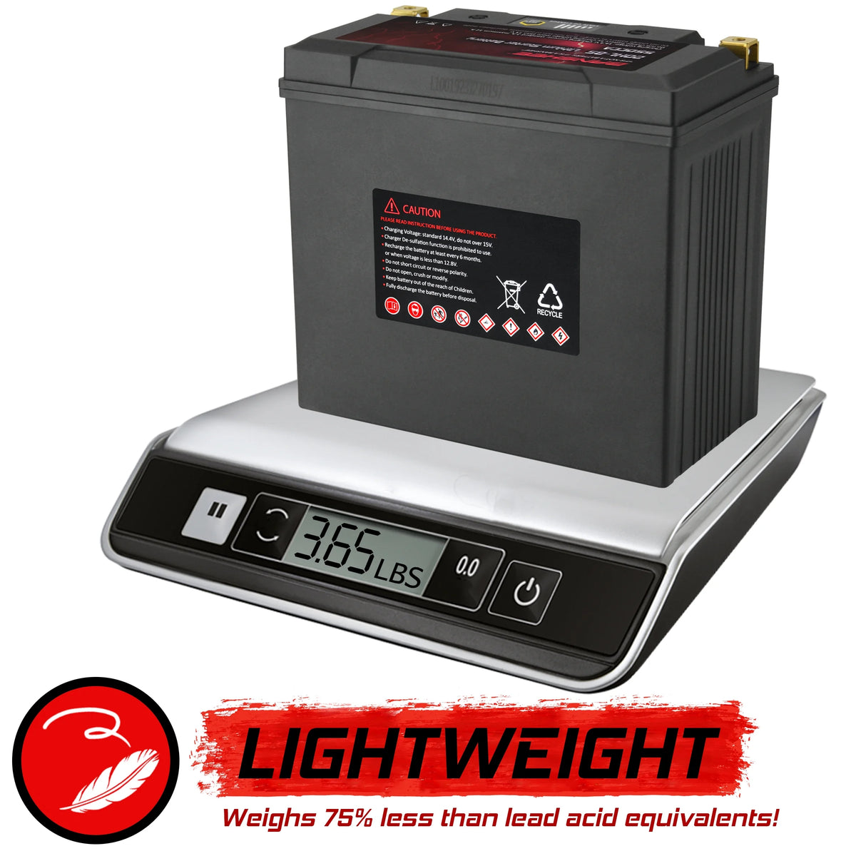 Lithium LiFePO4 Motorcycle Battery, 12V 18Ah, 600CCA, Built in BMS U33125