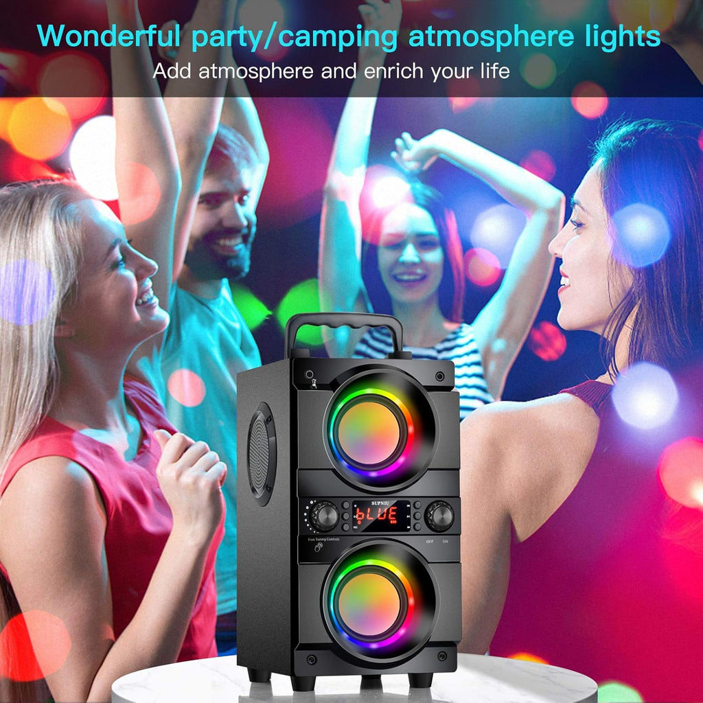 Bluetooth Speaker with LED Colorful Lights, Double Subwoofer S4851