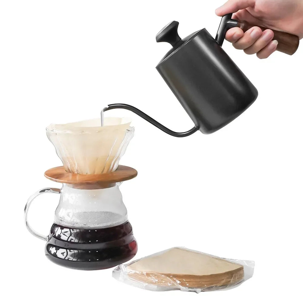 White Steel GooseNeck Coffee Kettle 600ML with Thermometer C15327