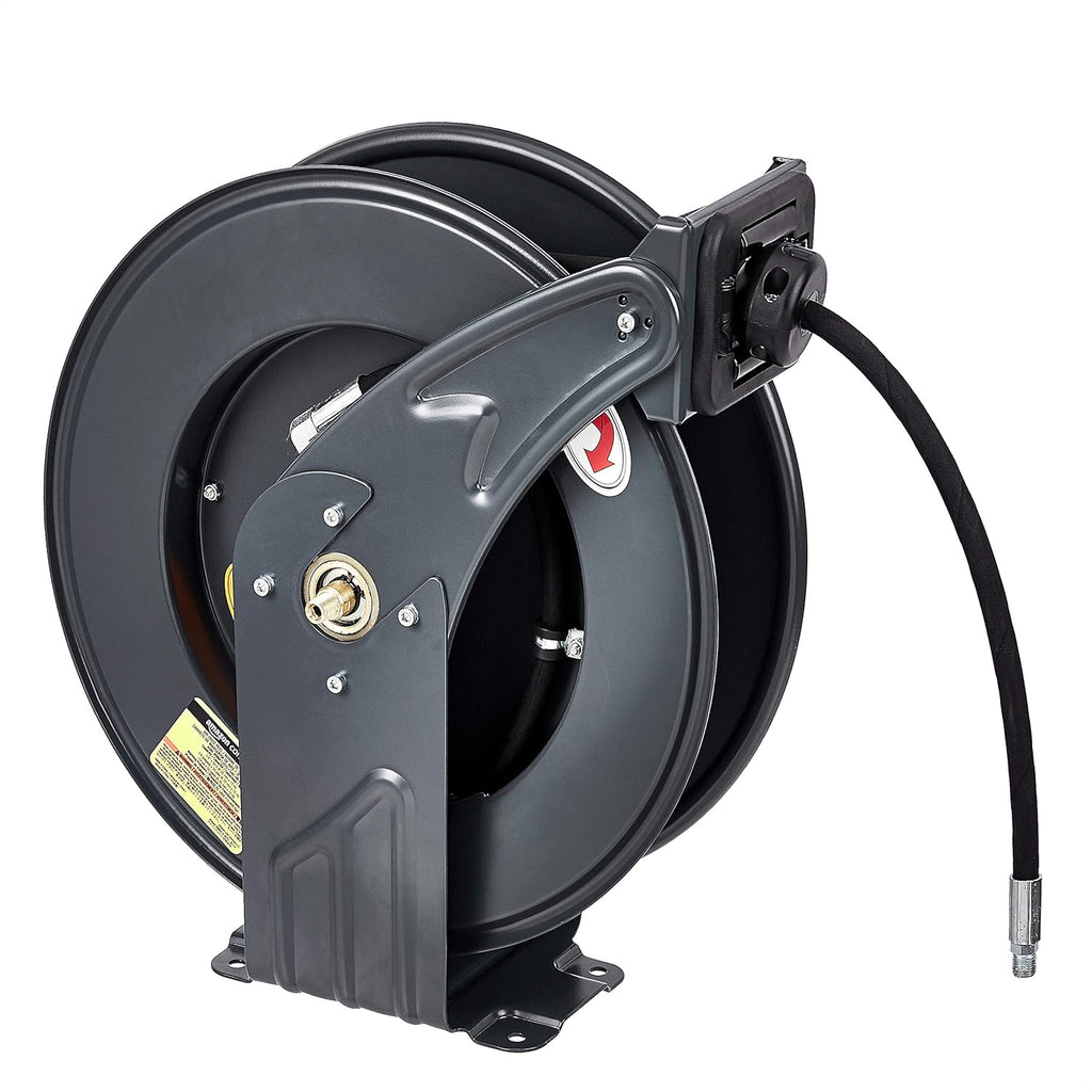 Retractable Heavy Duty Grease Hose Reel 1/4" x 50' High Pressure Hose 5800 PSI Q7425