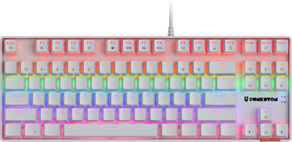 White Blue Switch TKL 87 Keys Mechanical Gaming Keyboard I68593