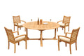 Teak 5 Pc Dining Set with 72" Round Table and 4 Stacking Arm Chairs A155678