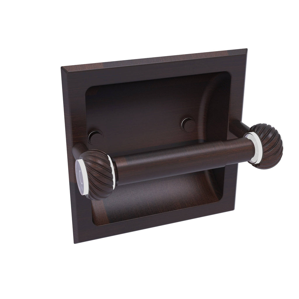 Recessed Toilet Paper Holder with Twisted Accents Unlacquered Brass E715