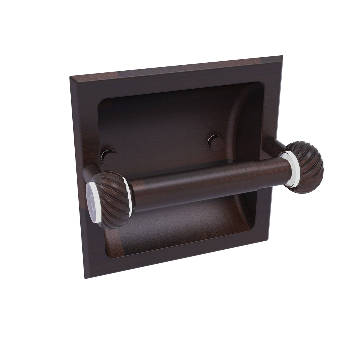 Recessed Toilet Paper Holder with Twisted Accents Unlacquered Brass E715