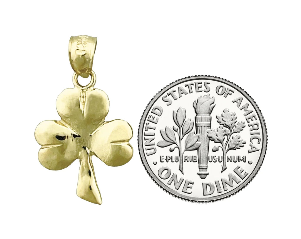 14K Gold Three Leaf Clover Charm C689