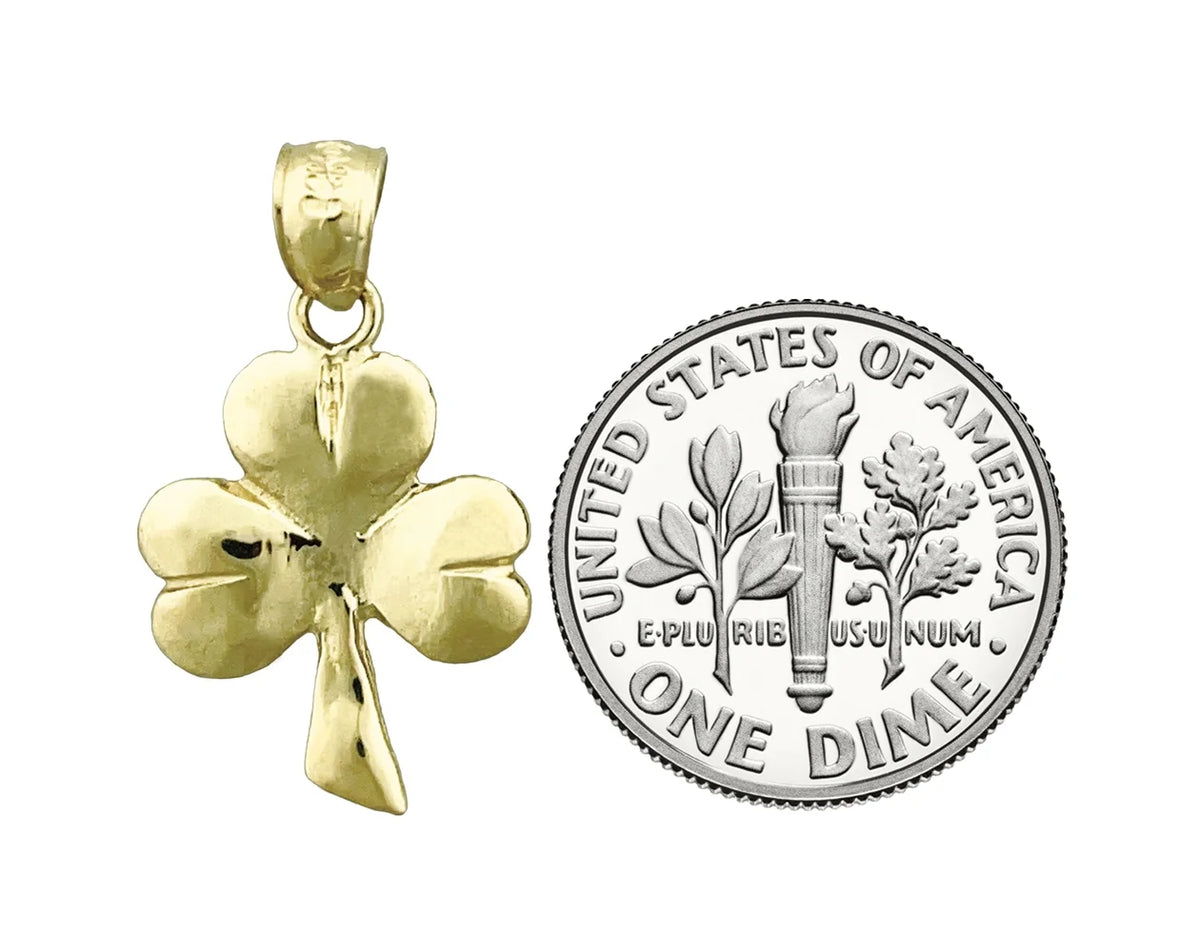 14K Gold Three Leaf Clover Charm C689