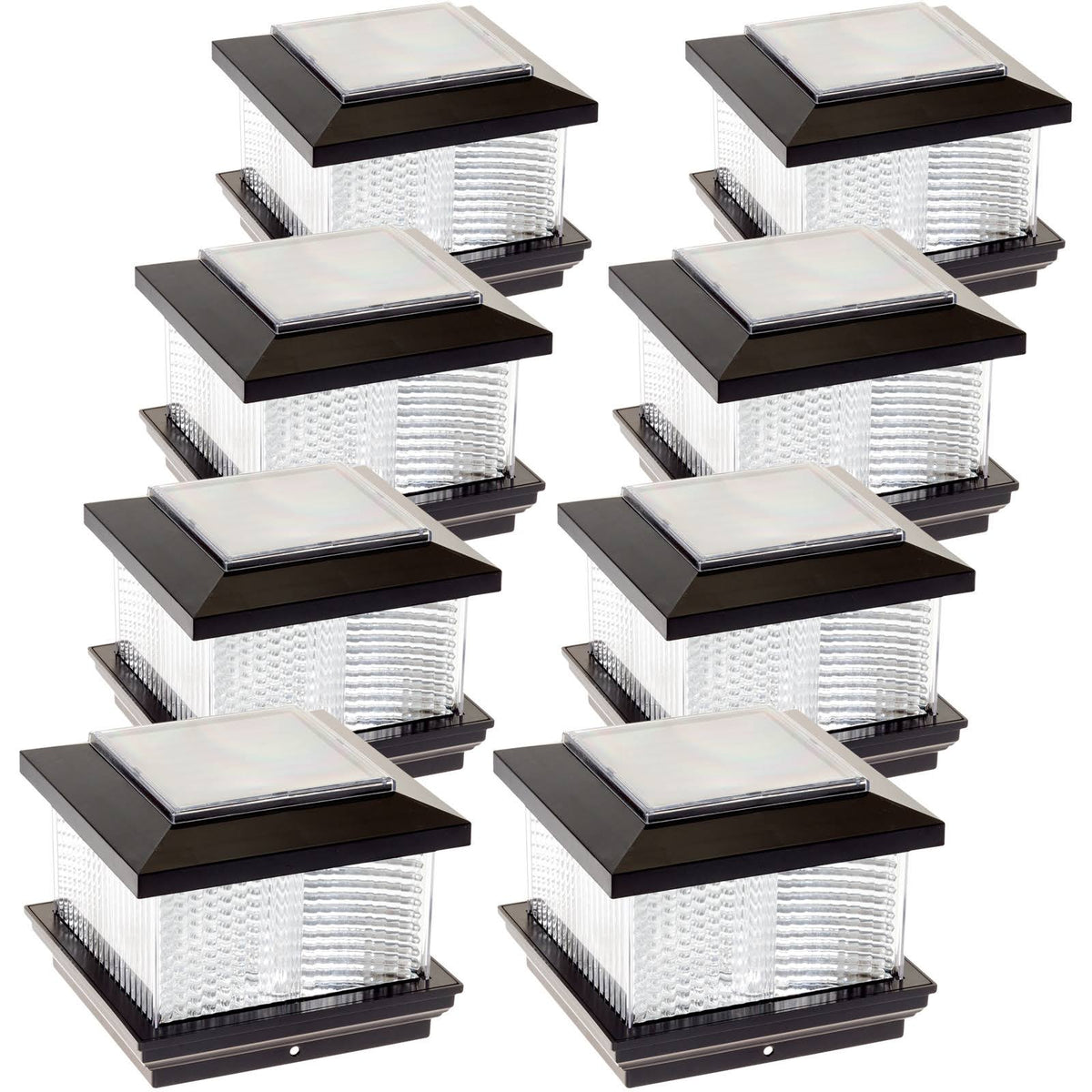 Black 8 Pack Solar LED Post Cap Light K912663