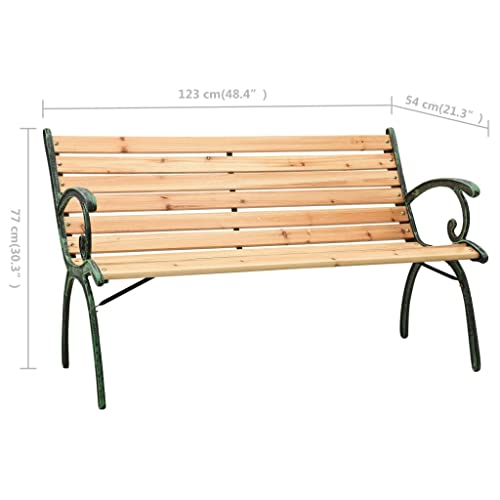 48.4" Cast Iron and Solid Firwood Patio Bench F96662