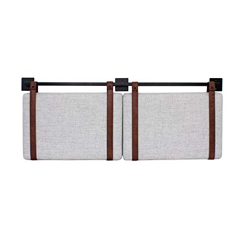 Queen Brown Faux Leather Wall Mount Hanging Headboard W248049