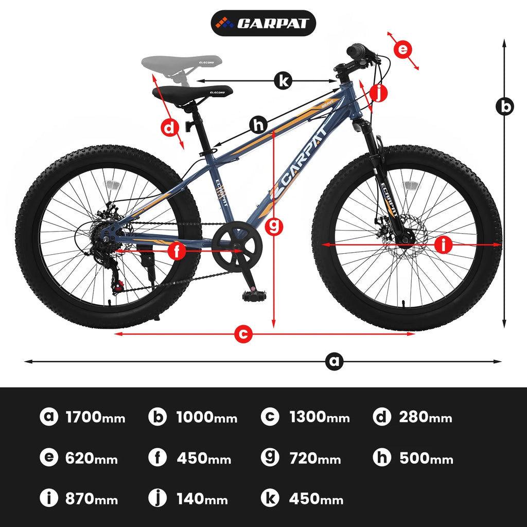 24 Inch Fat Tire Bike 7 Speeds Mountain Bike U436760