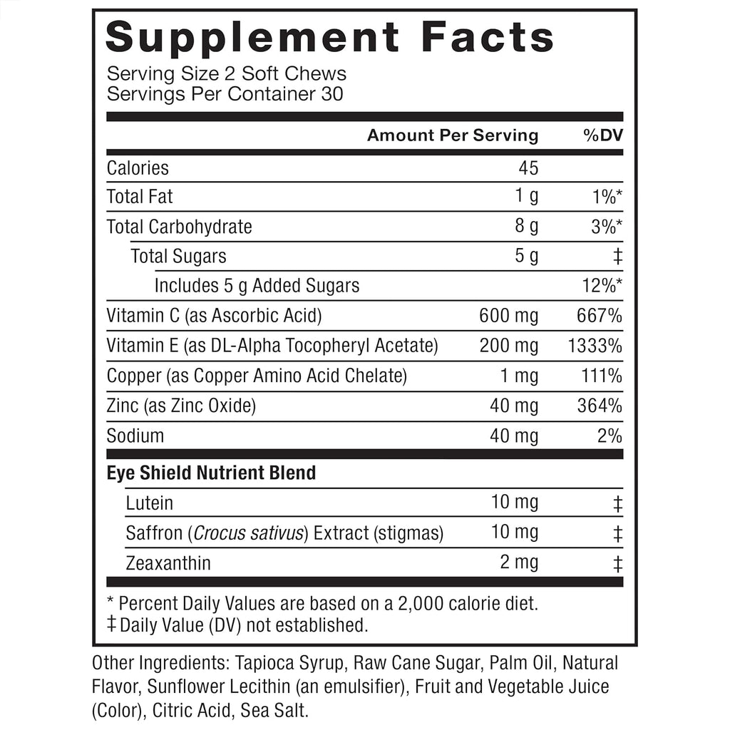 60 Soft Chews Eye Vitamins with Lutein & Zeaxanthin B3771