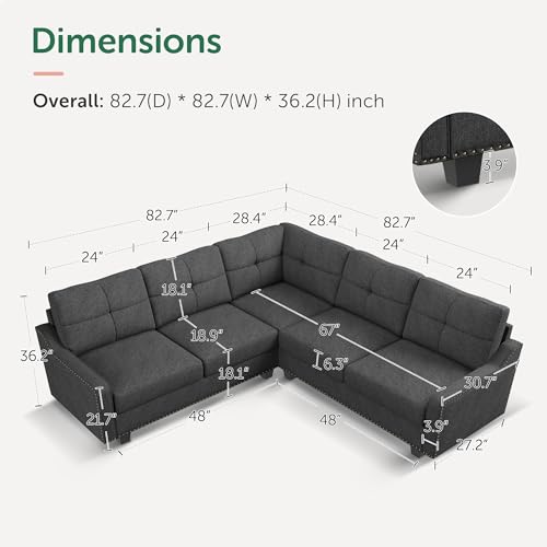 Dark Grey Convertible Sectional Sofa V916