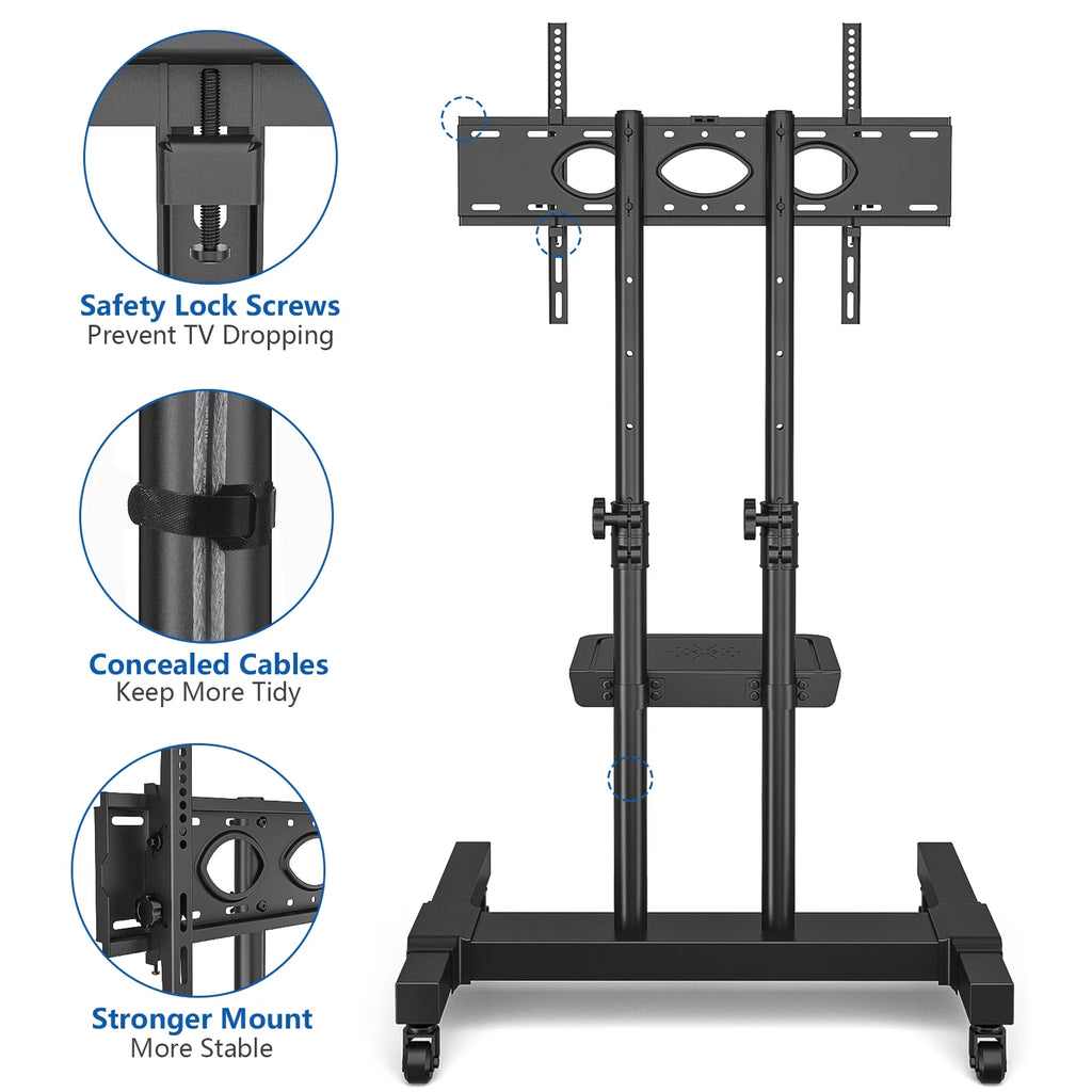 Black Rolling TV Stand with Wheels Z3721