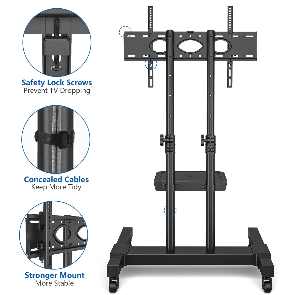 Black Rolling TV Stand with Wheels Z3721