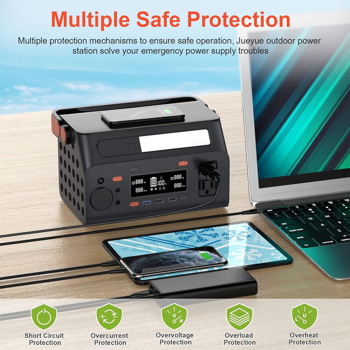 Portable Power Station 296Wh Lithium Battery 110V Pure Sine Wave AC Outlet Z4328