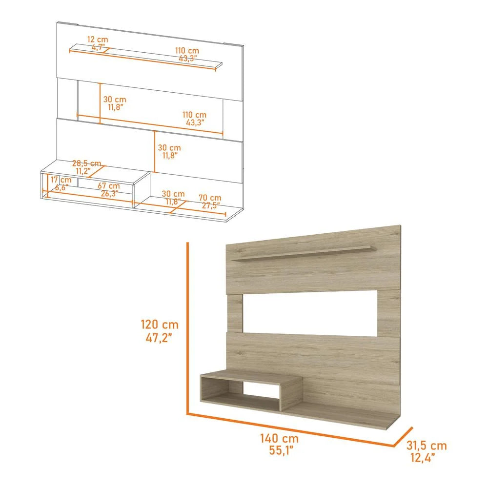 Light Pine Engineered Wood Entertainment Center B32014
