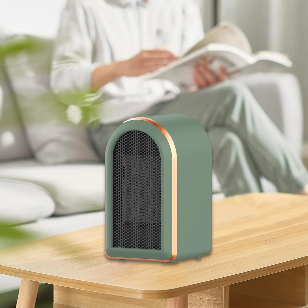 Green Mini Heater Fan with Tip Over Protection H2181