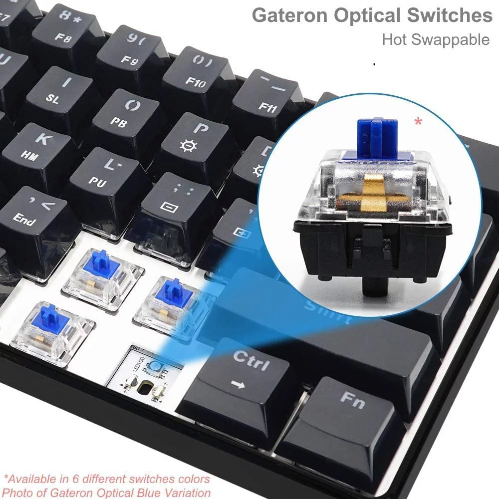 White Gateron Optical Black 61 Keys RGB Mechanical Keyboard Q733