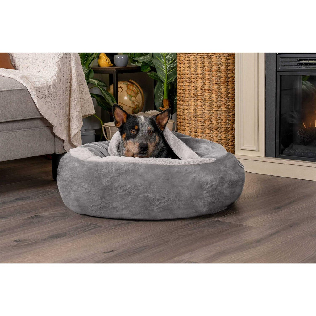 Velvet Faux Fur Hooded Donut Bed X4118