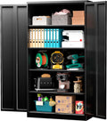 Black Lockable Steel Storage Cabinet with Adjustable Shelves S8358