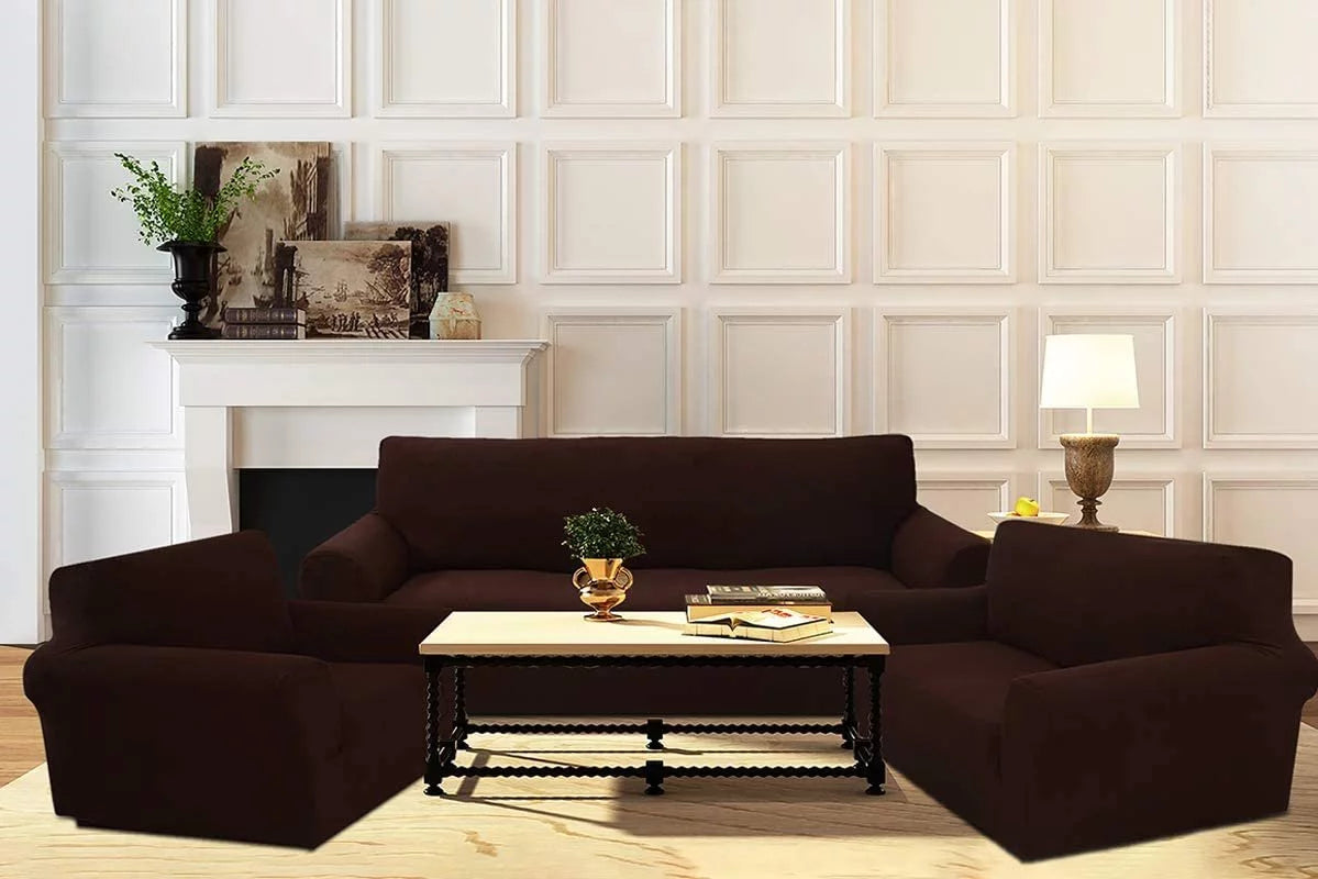 3-Piece Brushed Polyester Spandex SlipCover Set for Sofa Loveseat Couch Arm Chair Z273695