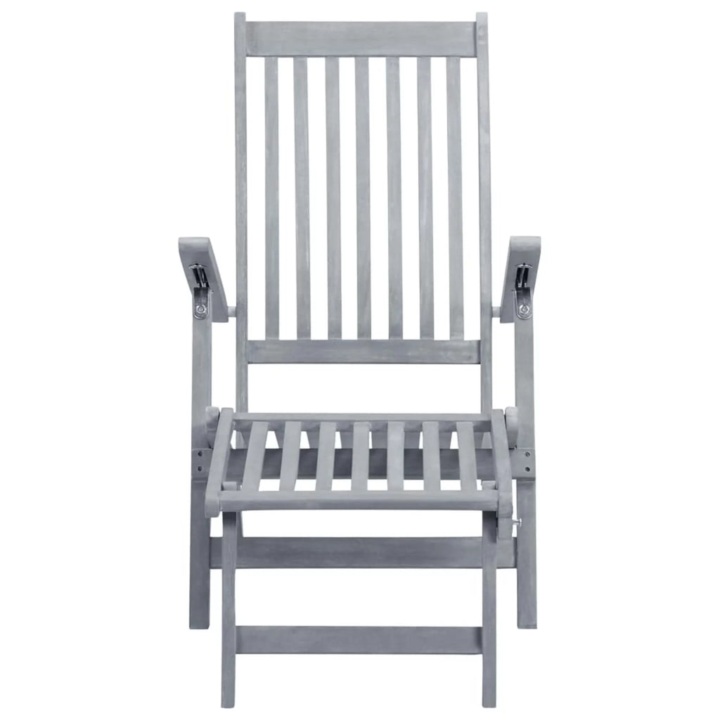 Patio Deck Chair with Footrest and Cushion Acacia Wood F164