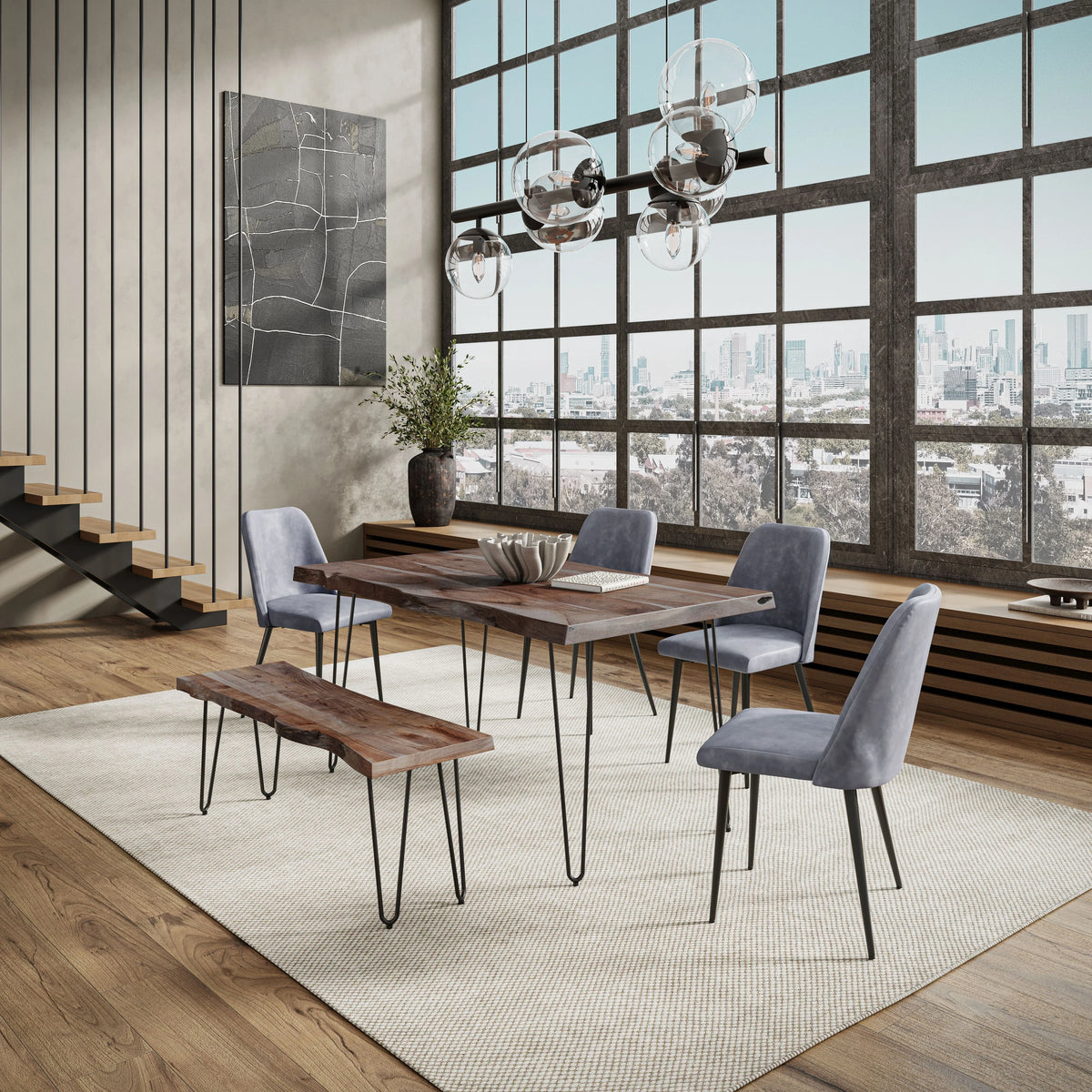 Solid Wood 60" Live Edge Dining Table C293448