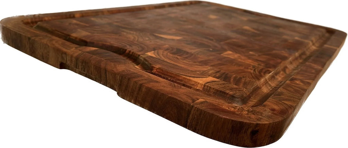 Organic End-Grain Hardwood Acacia Cutting Board with Juice Groove, 24 x 16 x 1 F2638