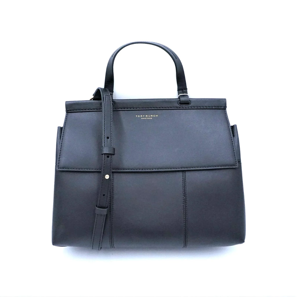 Black Leather Satchel Bag B7588