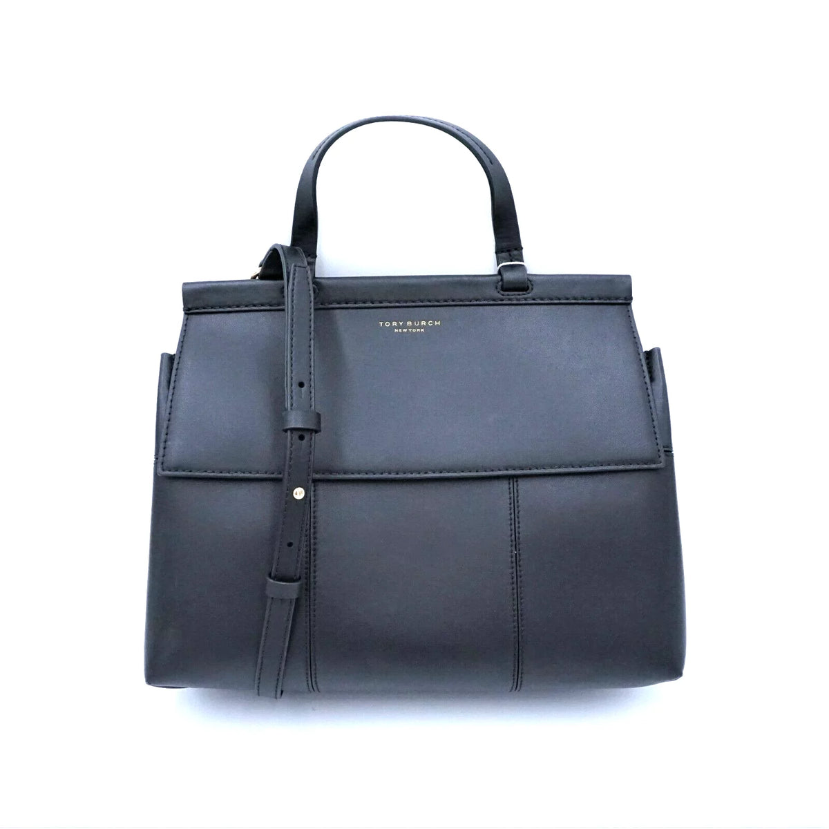 Black Leather Satchel Bag B7588