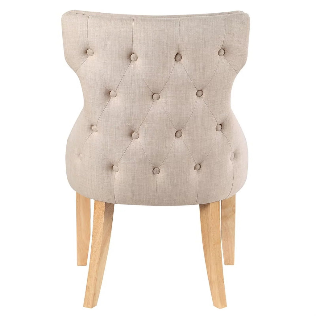 Ivory Fabric Wing-Back Side Chair Set of 2 G301253