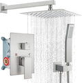 Matte Black 10 inch Square Shower Head Hand Held Shower Complete Combo Set Wall Mounted E276881