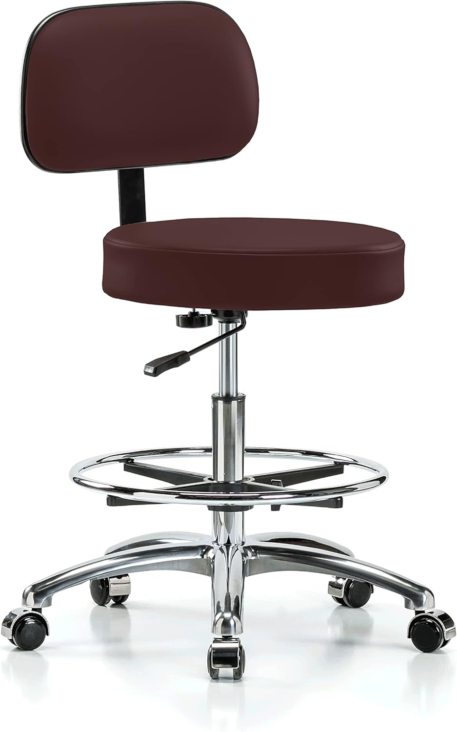 Chrome Rolling Exam Stool with Back, Adobe White Vinyl K688087