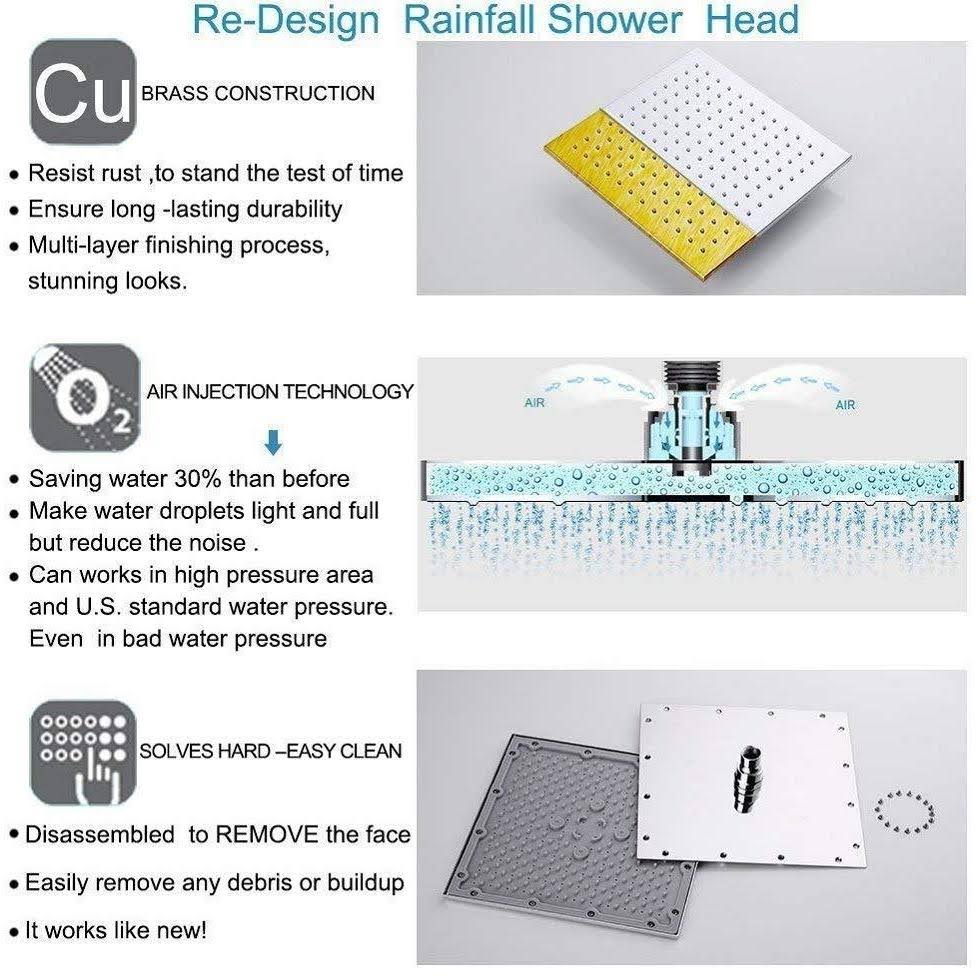 12x22 Rainfall LED Shower Set Double-Function Valve, Brass Handheld Shower Oil Rubbed Bronze G32491