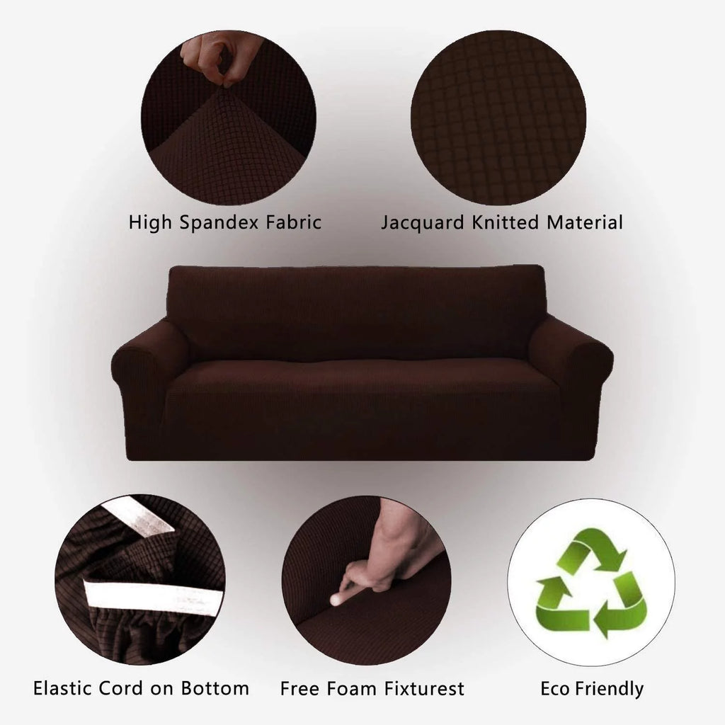 3-Piece Brushed Polyester Spandex SlipCover Set for Sofa Loveseat Couch Arm Chair Z273695
