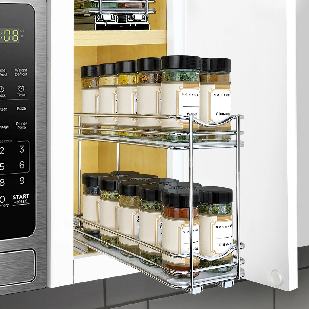 Chrome Double Pull Out Spice Rack Organizer for Cabinet O893286