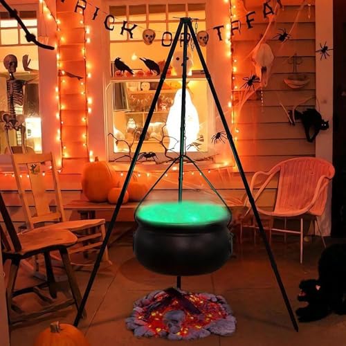 Large Witch Cauldron with Tripod Stand and Eyeballs Lights G926488