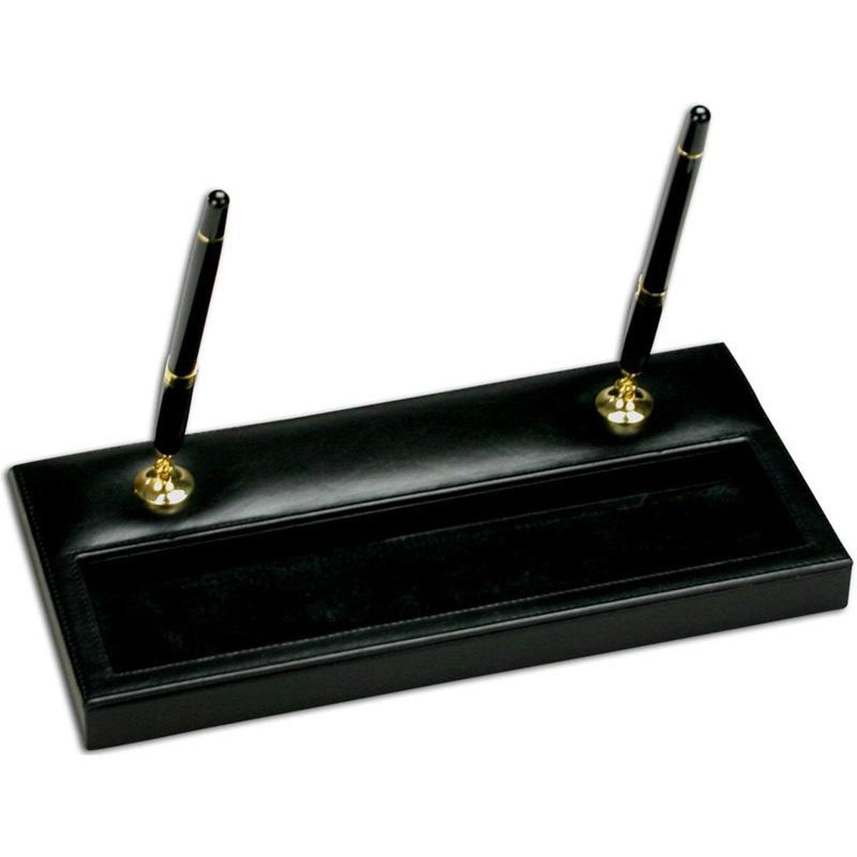 Black Leather Double Pen Stand U222