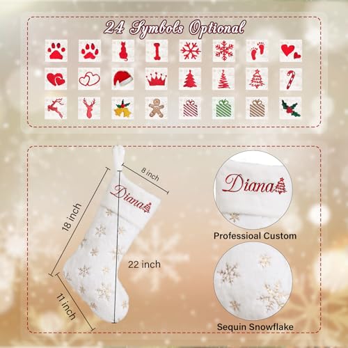 White 1 Pack Large Faux Fur Christmas Stockings U366