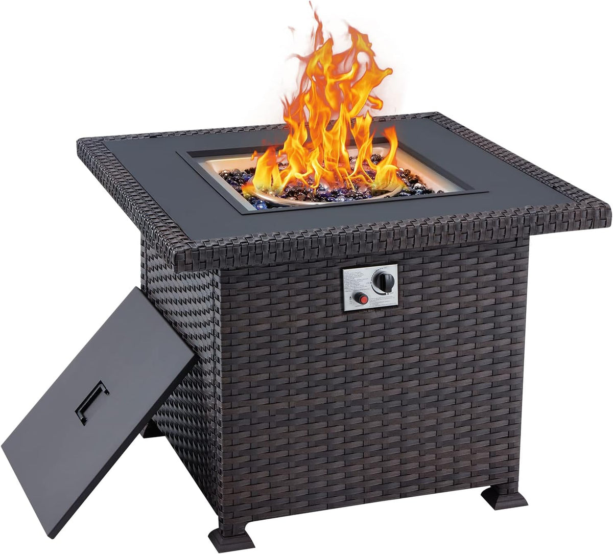 50in 50000BTU Propane Fire Pit Table with Cover and Blue Fire Glass J51815