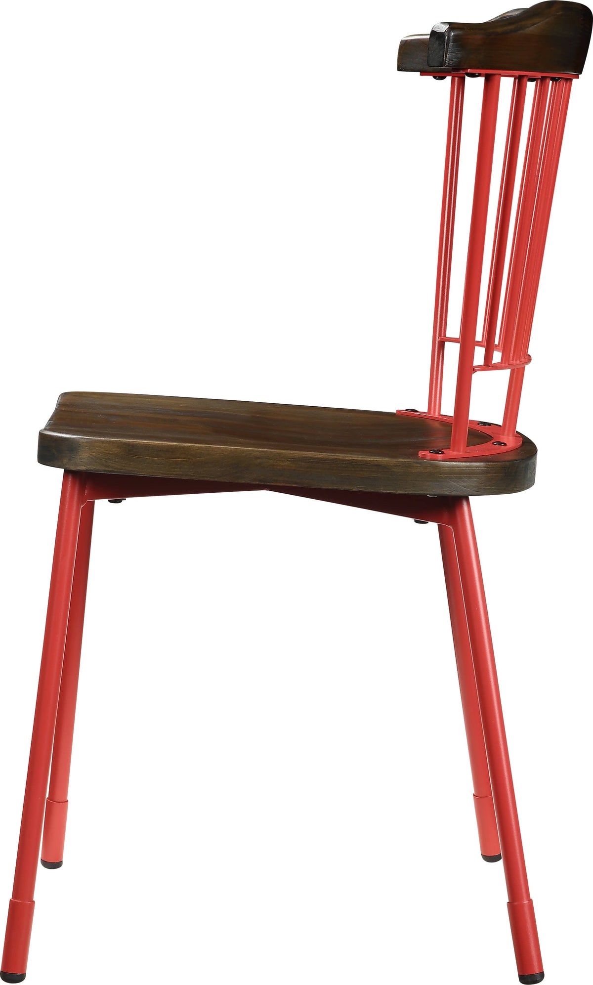 Red & Brown Oak Side Chair Set of 2 E9036