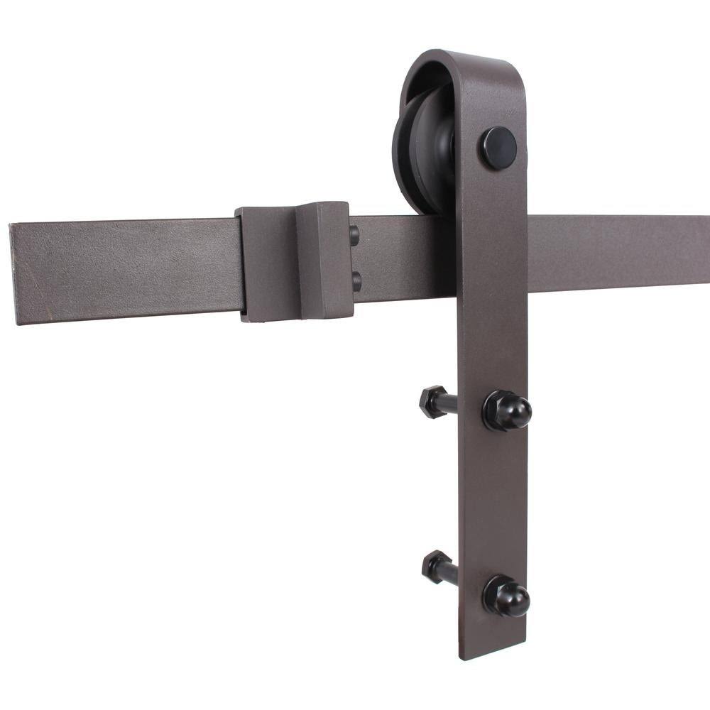 Jungle Green Stained Wood Interior Sliding Barn Door with Hardware Kit E85086