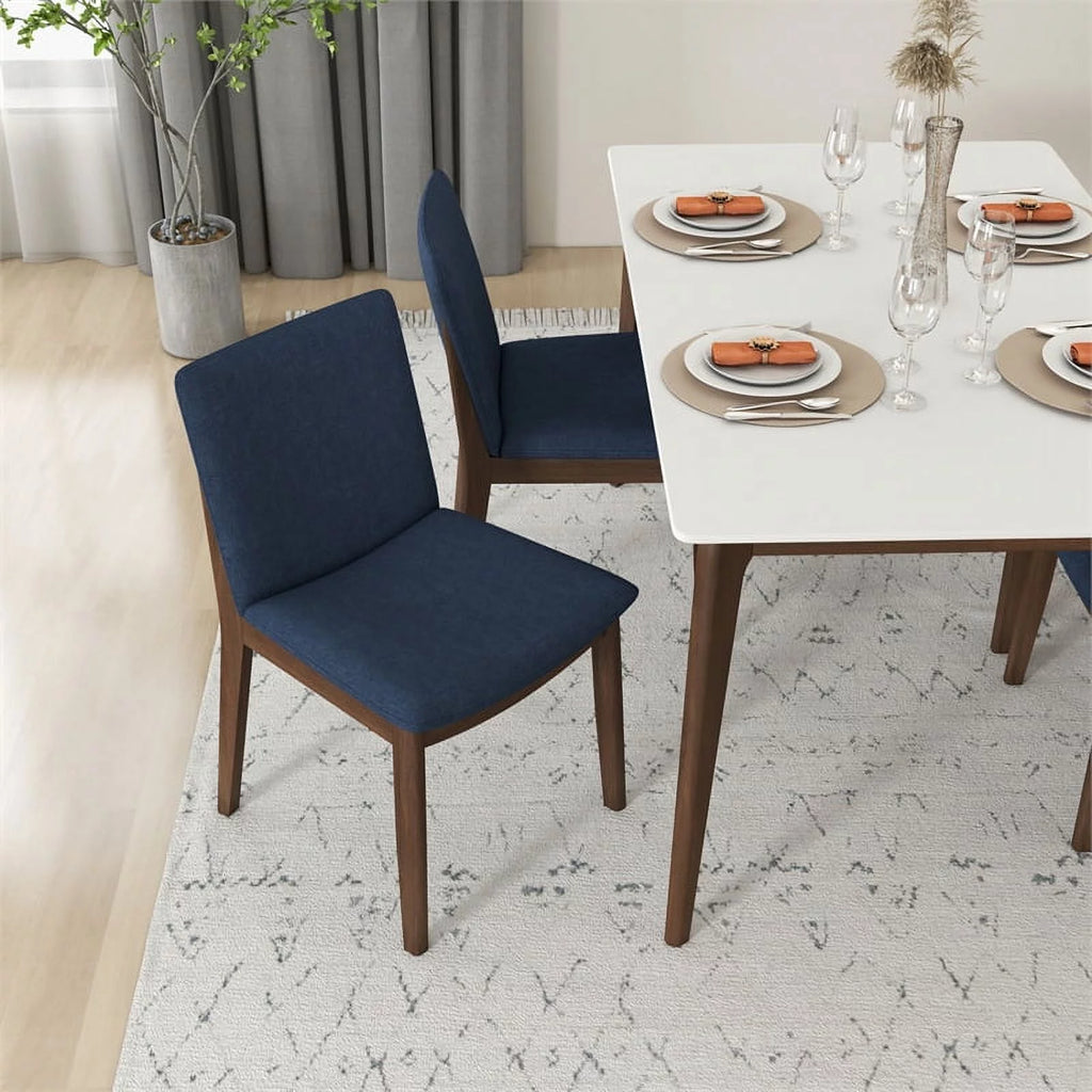 Navy Blue Fabric Dining Chair Set of 2 Y772005