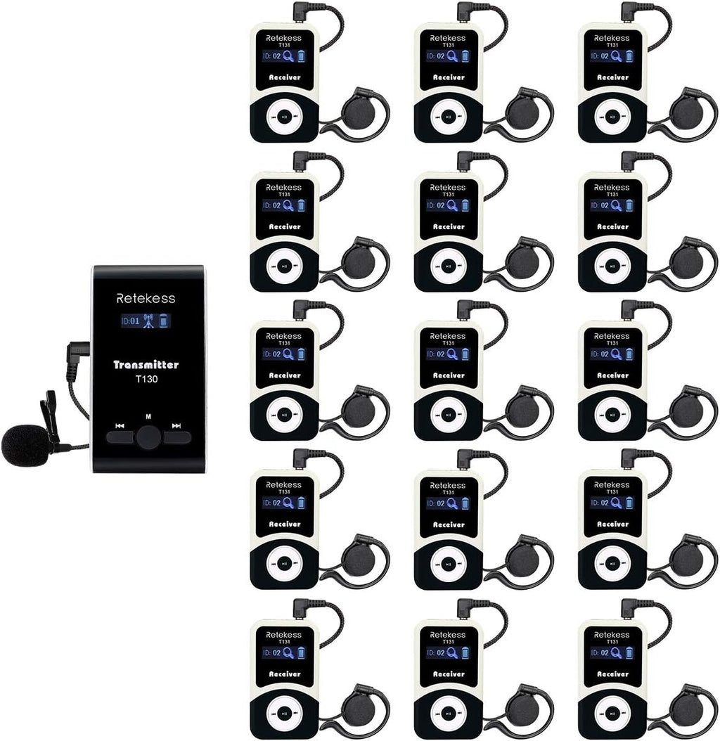 Wireless Tour Guide System Headsets, 99 Channels, Transmitter 15 Receivers I261279