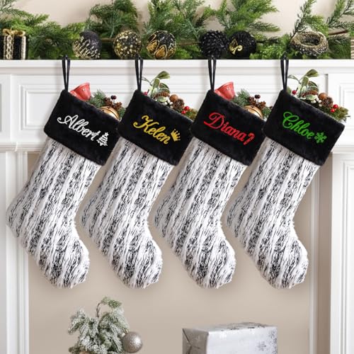 White 1 Pack Large Faux Fur Christmas Stockings U366
