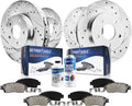 Front Rear Drilled & Slotted Brake Rotors Ceramic Pads with Hardware X625592